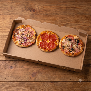 Trio Variety Box – trei pizza mici de 20 cm într-o cutie Pizza 24